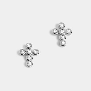 Whispers Bedazzled Cross Stud Earrings - Silver