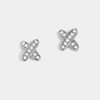 Whispers Criss Cross Stud Earrings - Silver