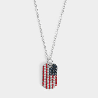 Whispers Glory and Glitz Flag Necklace - Silver