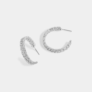 Whispers Basket Weave Hoop - Silver