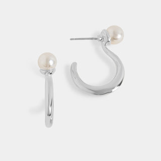 Whispers Pearly Question Mark hoop - Silver