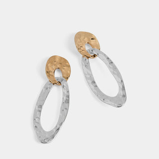 Whispers Hammered Drop Oval - Mixed Metal