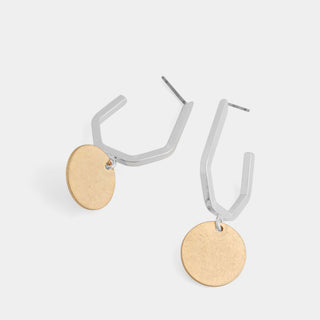Whispers Bent Line Coin Dangle - Mixed Metal