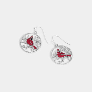 Whispers Cardinal Pendant Earrings - Red