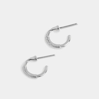 Whispers Textured Hoop Stud - Silver