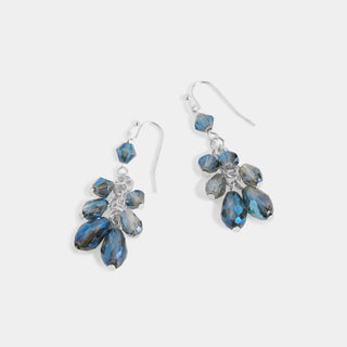 Whispers Shimmering Bead Dangle Earrings - Blue