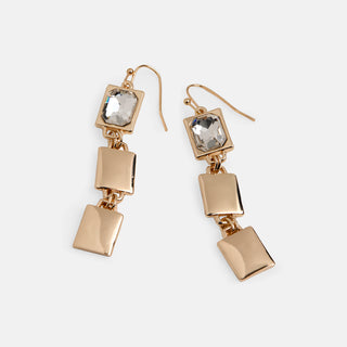 Whispers Square Jewel Drop Dangle Earring - Gold