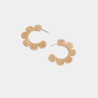 Whispers Floral Hoop Earrings - Tan