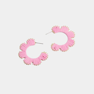 Whispers Floral Hoop Earrings - Pink