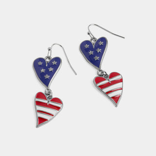 Whispers Dangle Hearts - Red/White/Blue