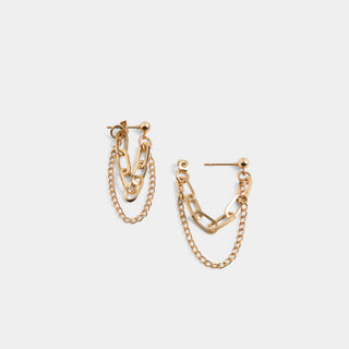 Whispers Paperclip Chain Loop Earrings - Gold