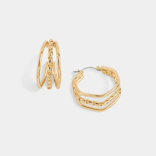 Whispers Coil Hexagon Hoop Earrings - Gold