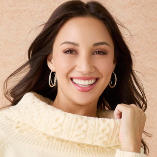 Whispers Cursive Hoop Earrings - Matte Silver
