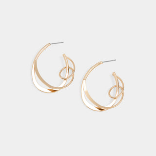 Whispers Cursive Hoop Earrings - Gold