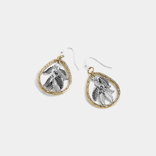 Whispers Falling Leaves Framed Dangle Earrings - Mixed Metal