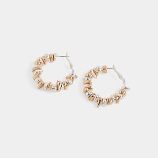 Whispers Jagged Bead Hoop Earrings - Mixed Metal