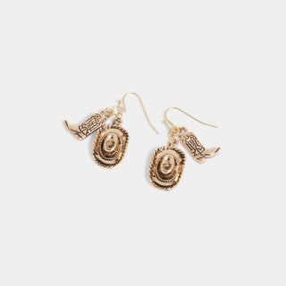 Whispers Cowgirl Dangle Earrings - Gold