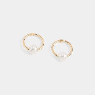 Whispers Simple Pearly Stud Earrings - Gold