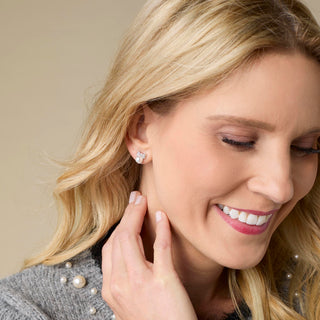 Whispers Bow Pearl Stud Earrings - Gold
