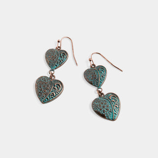 Whispers Sedona Desert Heart Dangle Earrings- Bronze - Bronze