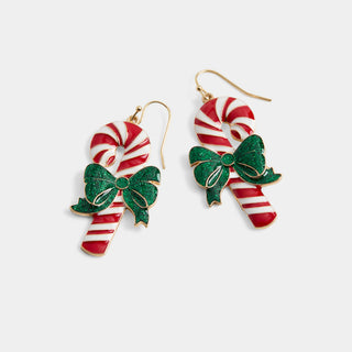 Whispers Enamel Candy Canes Dangle - Red/White