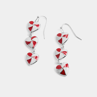 Whispers Peppermint Hearts Dangle - Red/White