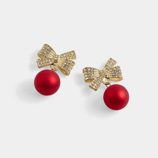 Whispers Classy Bow Ornament Dangle - Red
