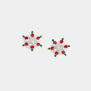 Whispers Christmas Snowflake Stud - Red/Green