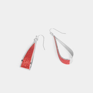 Whispers Sparkle Teardrop Dangle Earrings - Silver/Red