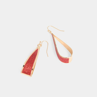 Whispers Sparkle Teardrop Dangle Earrings - Gold/Red