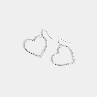 Whispers Cherished Heart Dangle Earrings - Silver