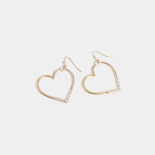 Whispers Cherished Heart Dangle Earrings - Gold