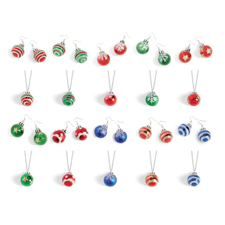 Christmas Bulb Earrings + Necklace Assortment Pack - Mixed