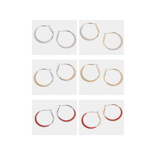 Whispers Sparkle Hoop Earrings Assortment (12 PIECES: 6 Styles, 2 of each)