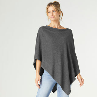 Lightweight Brushed Poncho - Charcoal