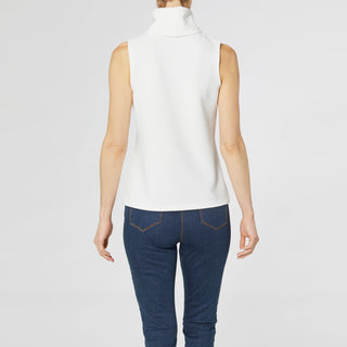 Lyla Sleeveless Ribbed Turtleneck Tank - Off White