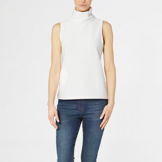 Lyla Sleeveless Ribbed Turtleneck Tank - Off White