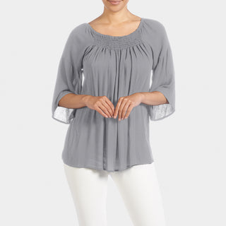 Rylie Smock Neck Top - Silver