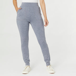 Izzy Wide Waistband Jogger with Pockets - Heather Blue