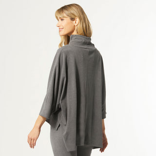 Smooth Cowl Neck Pullover - Charcoal