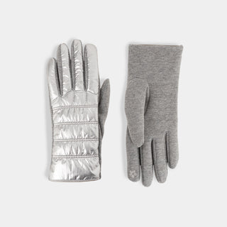 Puffer Texting Gloves - Silver