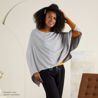 Lightweight Brushed Poncho - Winter White