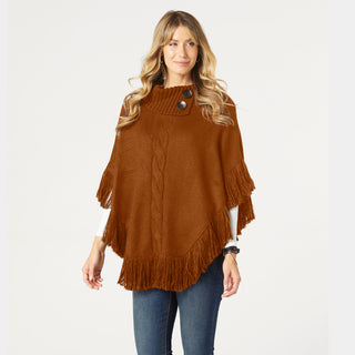 Juliette Split Mock Poncho - Rust