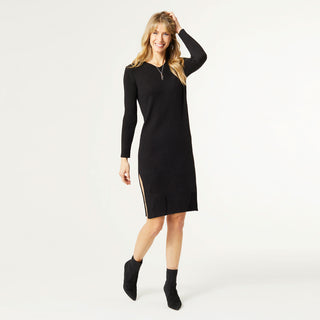 Allegra Long Sleeve V-Neck Sweater Dress - Black
