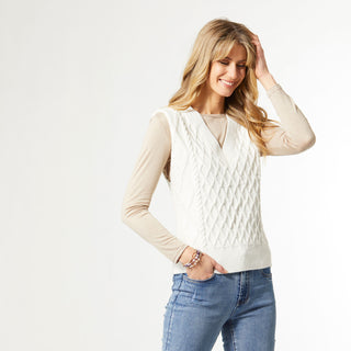 Aria V-Neck Sweater Vest - Winter White