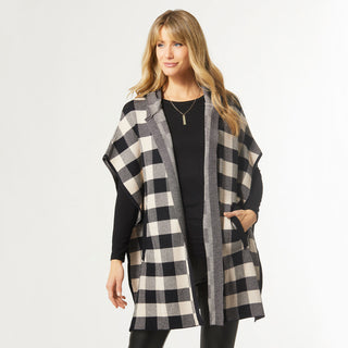 Bianca Cardigan with Hood - Black/Beige