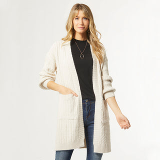 Maya Cable Knit Cardigan with Pockets - Ivory