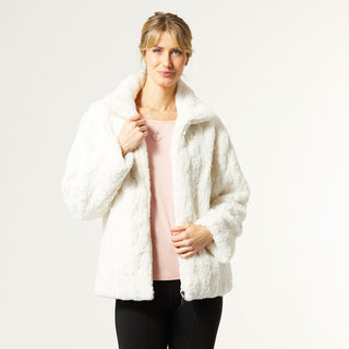 Harper Faux Fur Zip-Up Coat - Cream