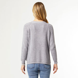 Eboni Half Button Down Sweater - Mid Heather Grey