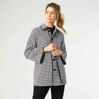 Blair Houndstooth Button-Up Coat - Black/White